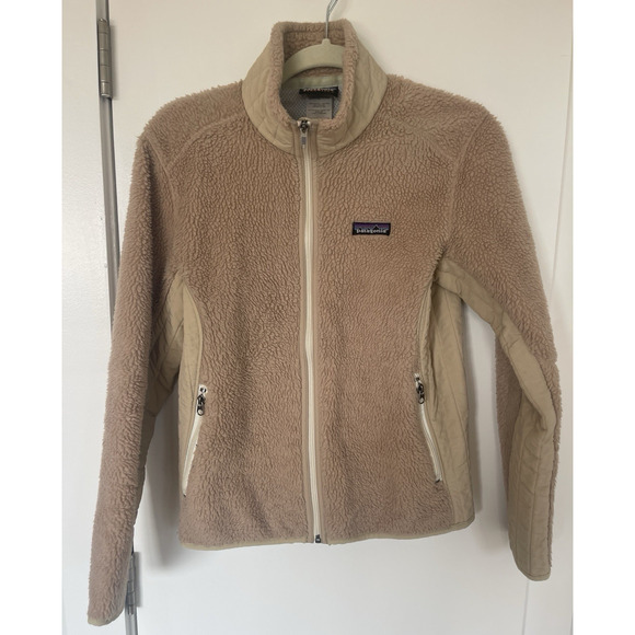 Patagonia Women's M Beige Tan Synchilla Retro-X Fleece Hiking Camping Jacket - Picture 1 of 14